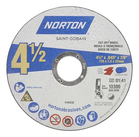 Ruedas Norton Cut Off 4 1 2 Pulgadas Paquete De 50 Corte Meses