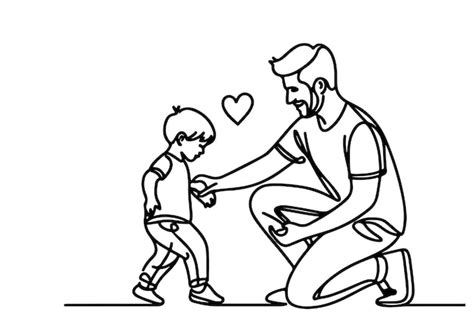 Premium Vector Continuous One Black Line Drawing Father And Son