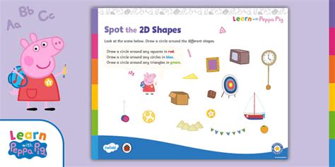 FREE Peppa Pig Spot The 2D Shapes Activity Twinkl