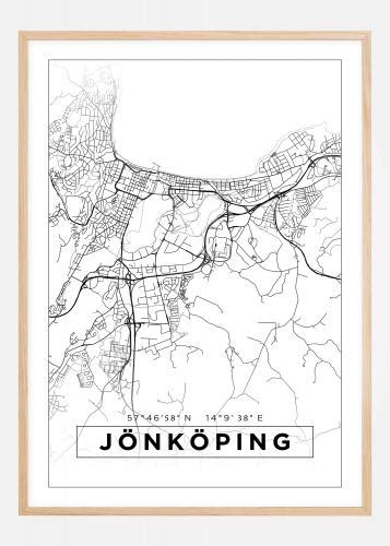 Buy Map Jönköping White Poster here BGAFRAMES EU