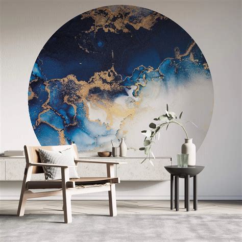 Behangcirkel Abstract Marmer Blauw En Goud Wall Art Nl