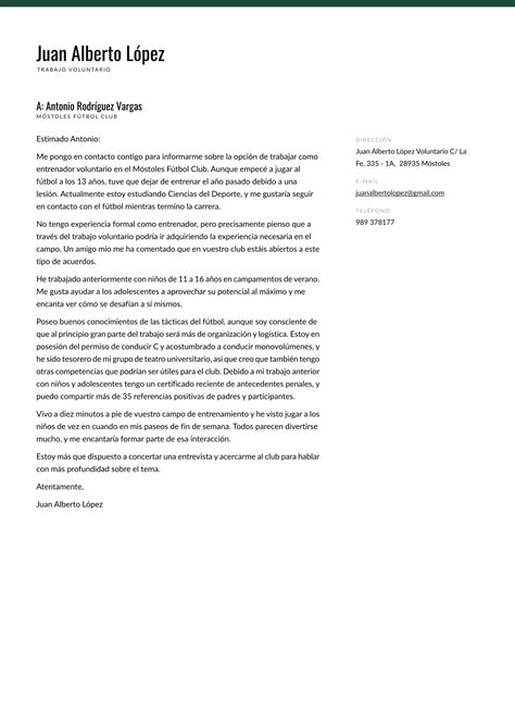 Ejemplo de carta de presentación de voluntario Gratis cvapp es