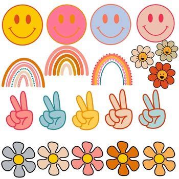 Boho Rainbow Groovy Edition Groovy Clipart Retro Clipart Boho