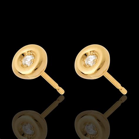 Boucles D Oreilles Calice Diamant Puce Or Jaune 18 Carats Bijoux Edenly