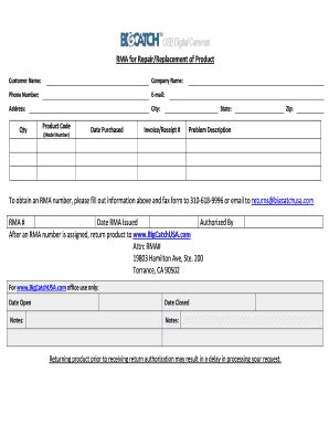 Rma Form Fill Online Printable Fillable Blank Pdffiller