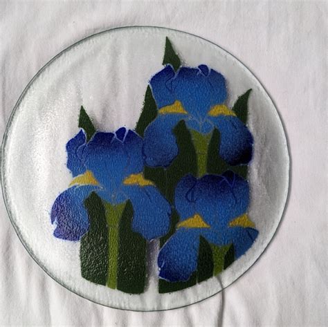 Peggy Karr Dining Peggy Karr Pkg Fused Art Glass Iris Plate Poshmark