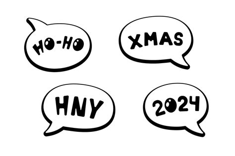 Holiday Cartoon Comic Speech Bubble Sticker Collection With Various