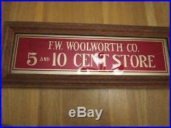 Vintage F. W. Woolworth Co. Five and ten cent store sign reverse ...