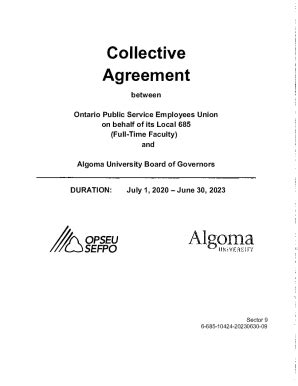 Fillable Online Collective Agreements E Library Portal Ontariofind