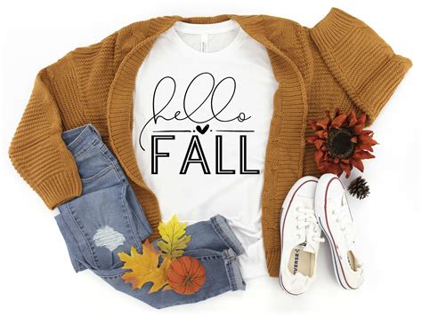 Hello Fall Shirt Autumn Tshirt Fall Tshirts Etsy