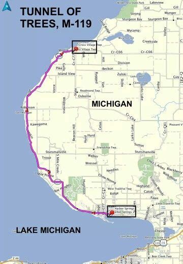 Tunnel Of Trees Michigan Map - Map