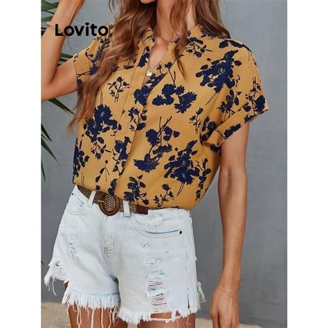 Lovito Casual Ditsy Floral Pattern Blouse For Women LNL43056 Shopee