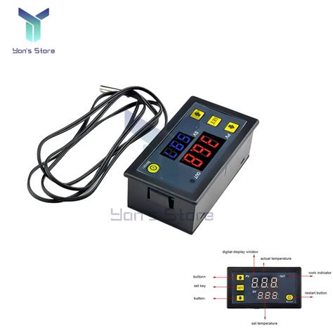 W Digital Temperature Controller Ac V Probe A Led Display