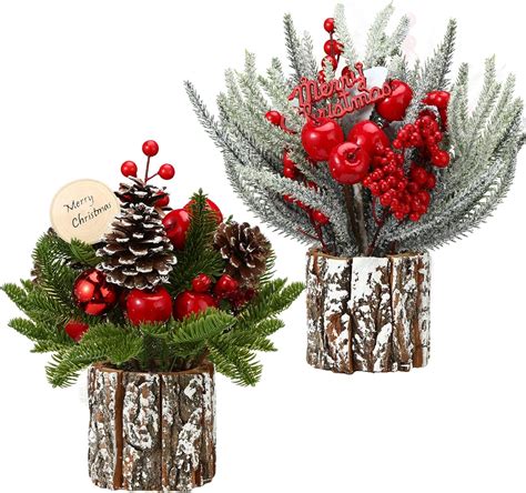 Amazon Glimin 2 Pcs Mini Christmas Tree Table Top Christmas Tree