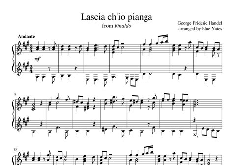 Lascia Ch’io Pianga George Frideric Handel Arr Blue Yates Sheet Music George Frideric