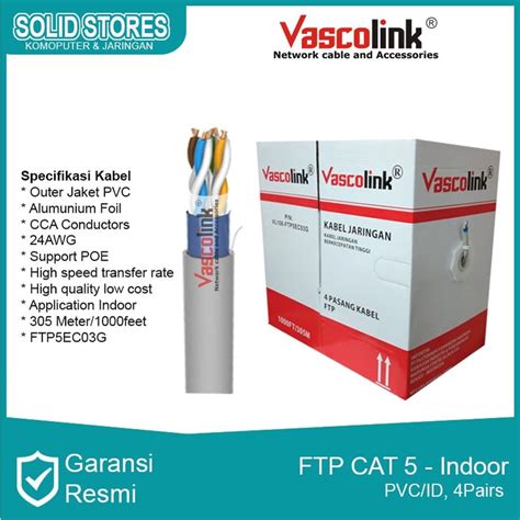 Jual Kabel LAN FTP Indoor CAT 5e Vascolink 305 Meter Shopee Indonesia