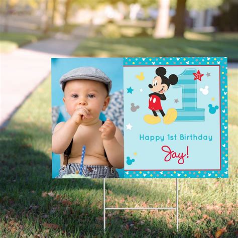 PartyCity Custom Mickey S Fun To Be 1 Photo Yard Sign Hamilton Place