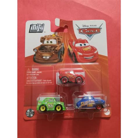 Disney Pixar Cars Mini Racers Pack Mcqueen Chick Hudson Hornet