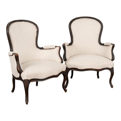 Pair Black Painted Swedish Arm Chairs Circa 1890 Chairish