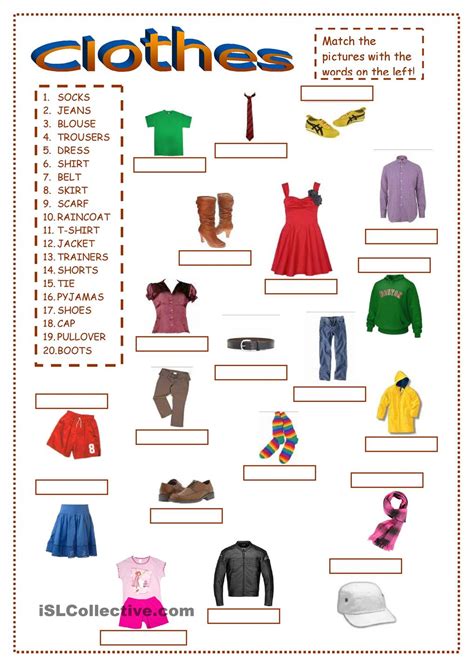 Esl Clothing Worksheets