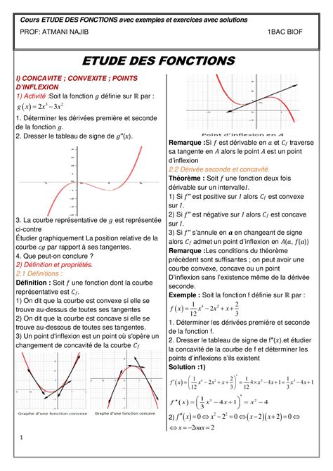 Étude des fonctions numériques Cours et exercices corrigés AlloSchool