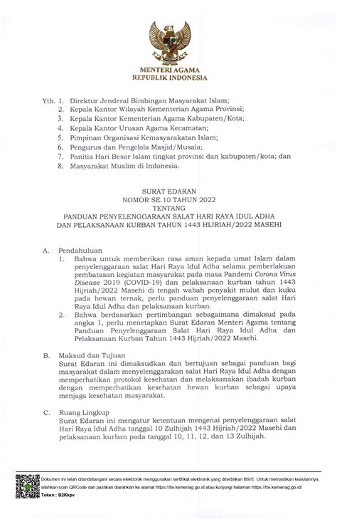 Surat Edaran Menteri Agama Nomor Se 10 Tahun 2022