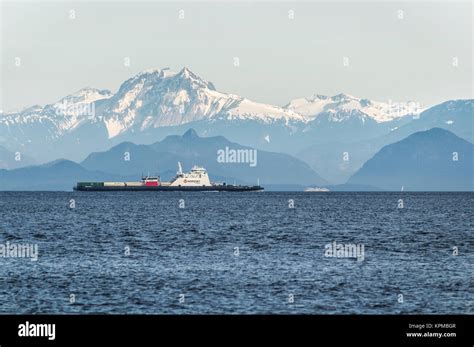 The Freight Ferry Seaspan Reliant Crosses The Strait Of Georgia With A