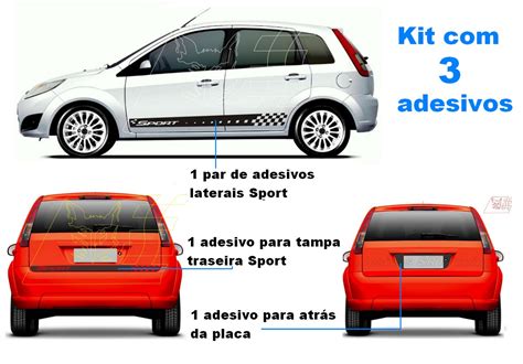 Kit Adesivo Fiesta Hatch Faixa Lateral Tampa Fundo De Placa R 77 00