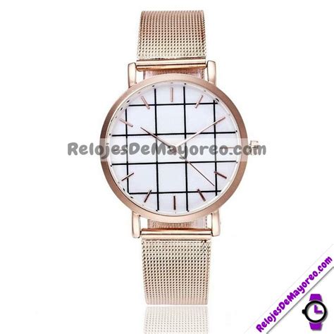 Reloj Rosado Extensible Metal Delgado Bolitas Con Diamantes R