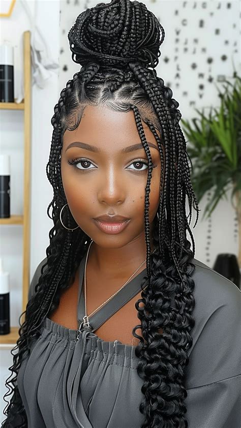 Elevate Your Look 20 Chic Box Braids Hairstyles With Curly Ends In