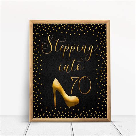 Stepping Into 70 Happy 70th Birthday Sign Cheers To 70 Etsy