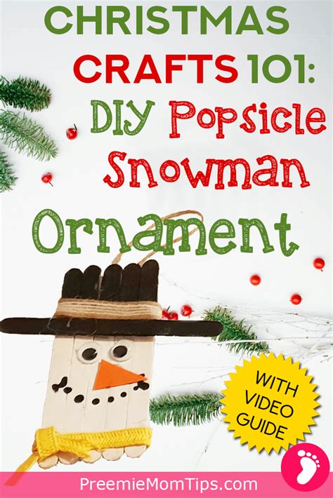 Easy Christmas Craft Diy Popsicle Snowman Tree Ornament For Children