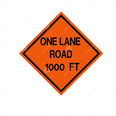 One Lane Road 1000 Ft Traffic Road Sign Vector Illustration Stock