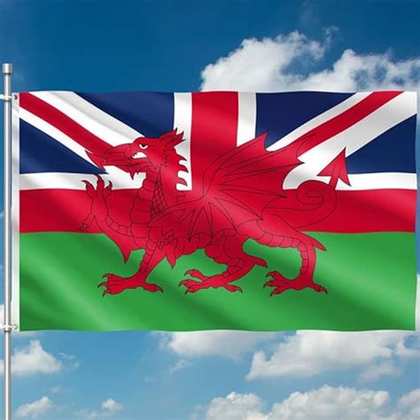 Welsh Flag In Union Jack Cymru Wales Dragon 110den Thick Polyester