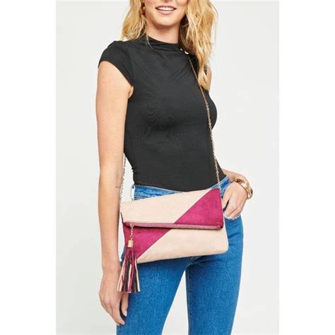 Urban Expressions Bags Onyx Clutch Chain Crossbody Tassel Nude Pink