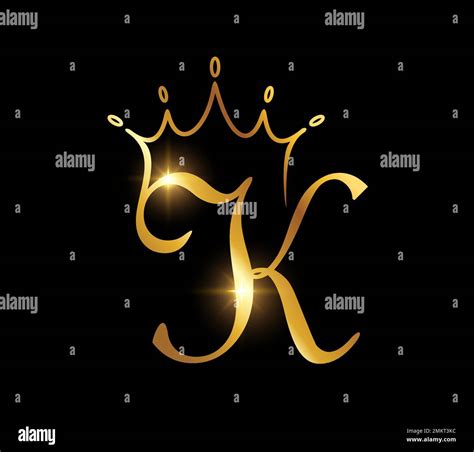 A Vector Illustration Of Golden Crown Monogram Logo Initial Letter K