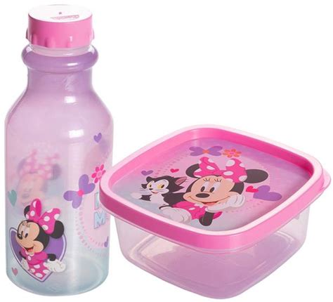 Kit Minnie Lancheira Infantil Escola Garrafa Pote Disney Plas Til