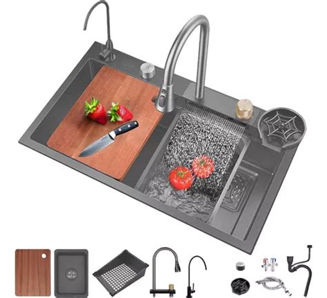 Tarja Fregadero Acero Inoxidable Cocina Grifo Cascada 80x45 Envío gratis