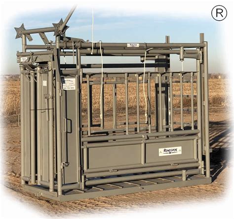 Renegade Manual Cattle Chutes Single Side Exit, Parallel Squeeze Chute w/ Auto Headgate