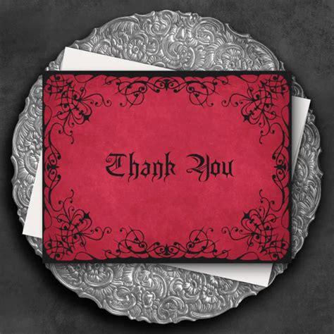 Red Black Gothic Wedding Thank You Card Zazzle