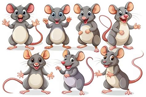 Cartoon Rats Collection Vector Illustration Of Funny Rats In Various