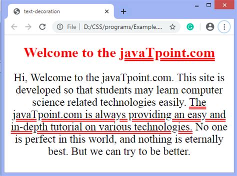 How to underline text in CSS - javatpoint