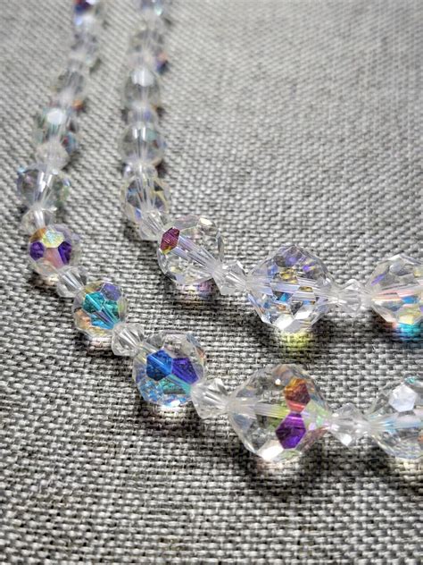 Aurora Borealis Glass Crystal Necklace Double Strand Gem