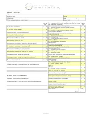 Fillable Online Sunyopt PATIENT HISTORY Sunyopt Fax Email Print