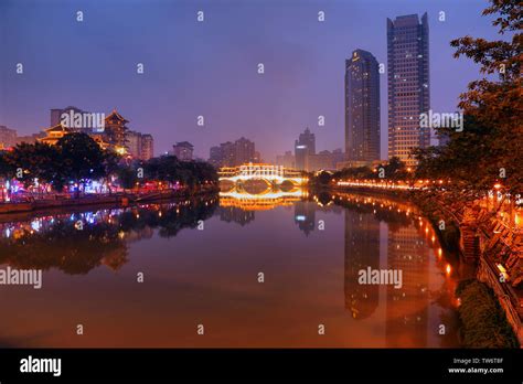 Night View of Anshun Langbridge, Chengdu Stock Photo - Alamy