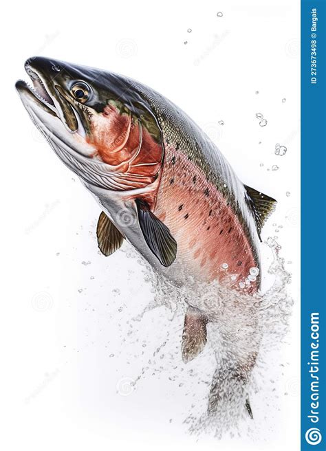 Salmon Jumping Up From Water Generative Ai Stock Illustration