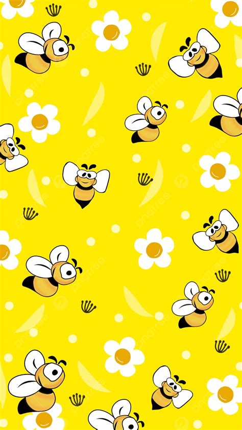 Yellow Bee Background With Flowers Wallpaper Image For Free Download