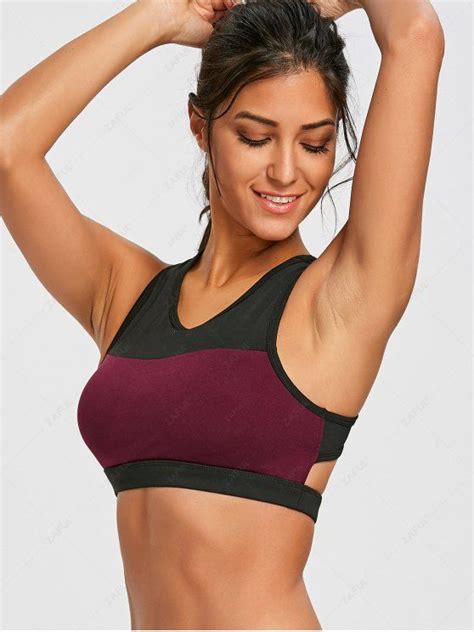 [23% OFF] 2021 Padded Racerback Sports Bra In PURPLISH RED | ZAFUL