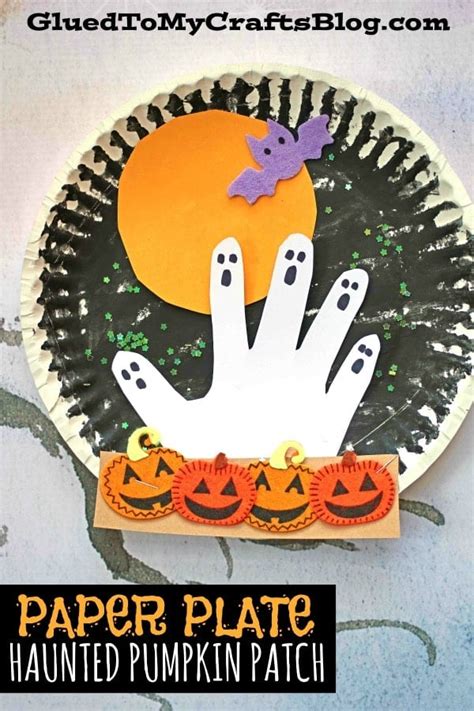 Haunted Paper Plate Pumpkin Patch At Night Craft