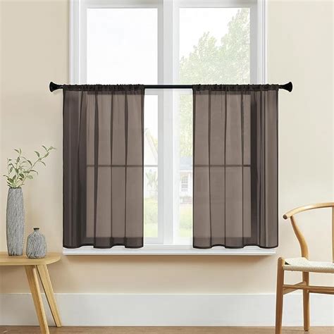 Amazon Mrtrees Short Sheer Curtains Inch Length Kitchen Tier